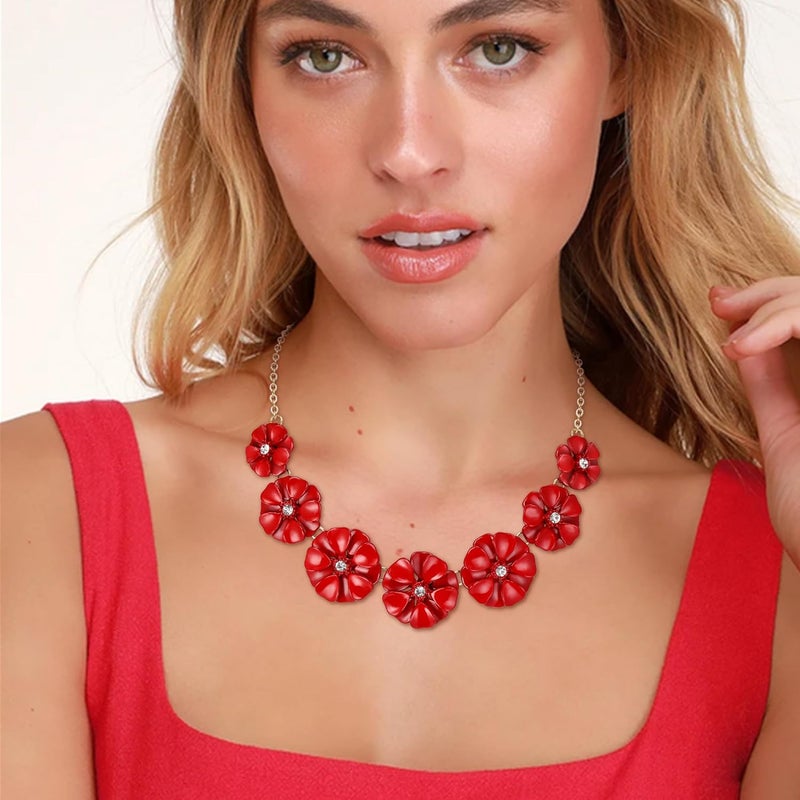 Flyonce Flower Collar Necklace, Floral Flowers Statement Summer Beach Chokers Necklaces for Women - Image 2